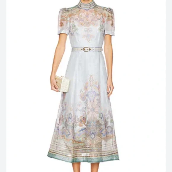 Elegant Women's Dress in Light Blue and Green - Picture 3 of 5